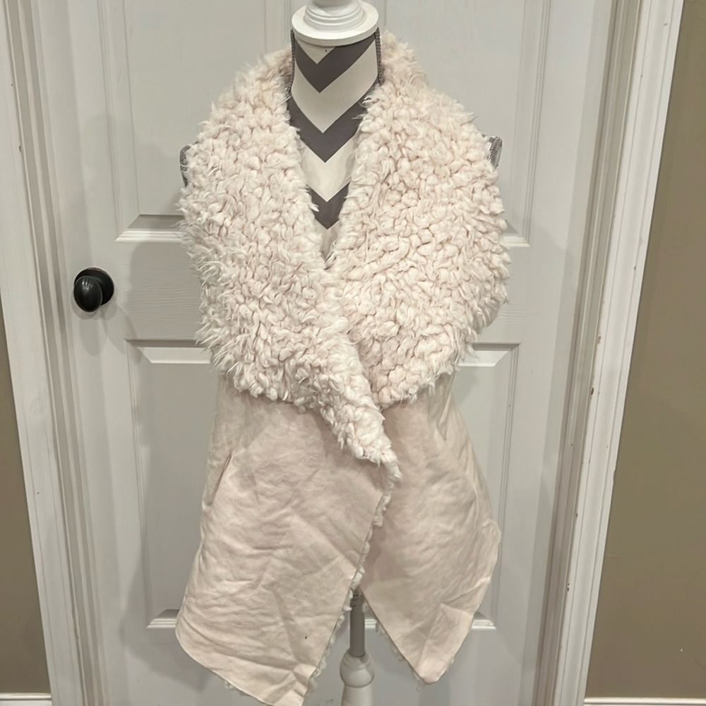 INC International Concepts faux fur sweater open front vest